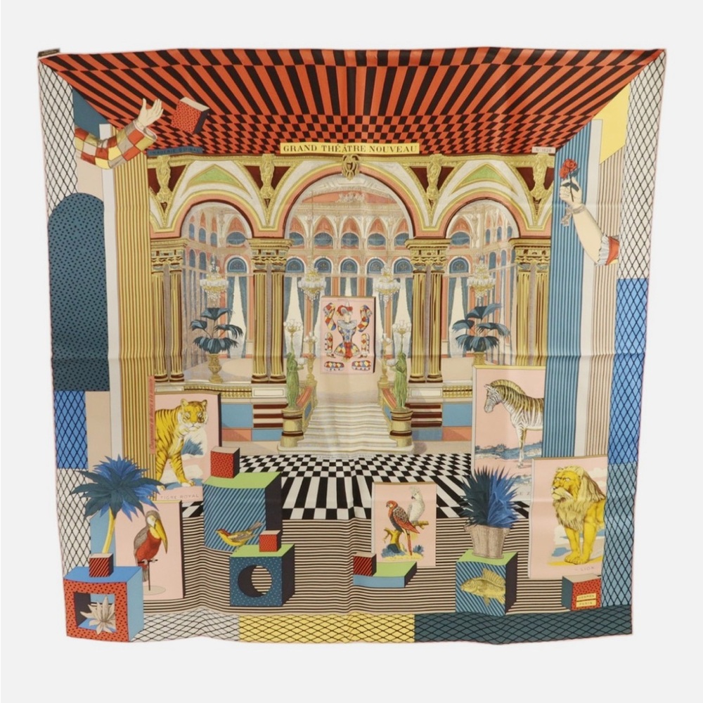Hermès Grand Théâtre Nouveau Carré 90 Silk Scarf in Multicolor